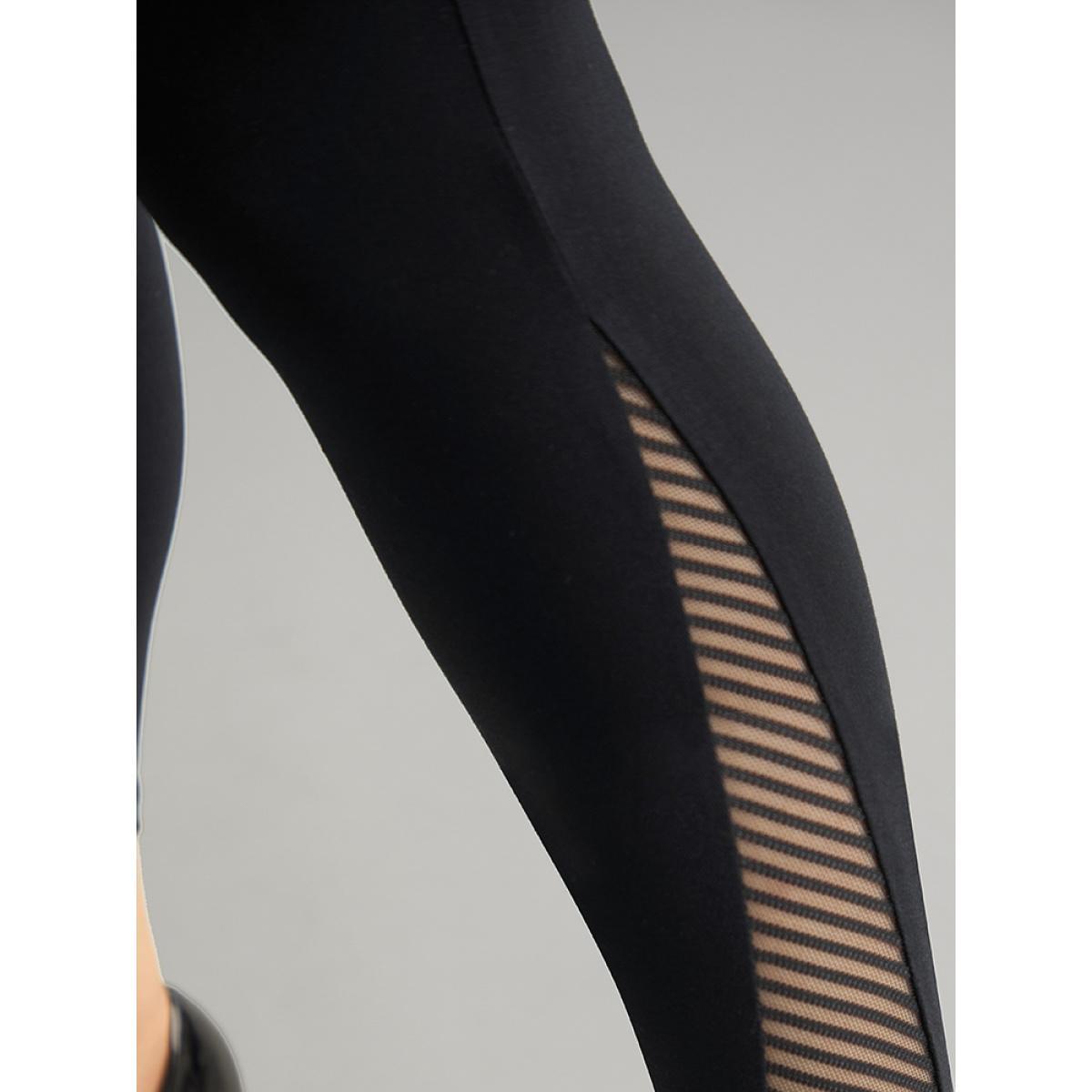 Plus Size Plain Patchwork Cut Out Wideband Waist Leggings Women Black Office High stretch Skinny High Rise Work Leggings BloomChic 14-16/1X Product Image