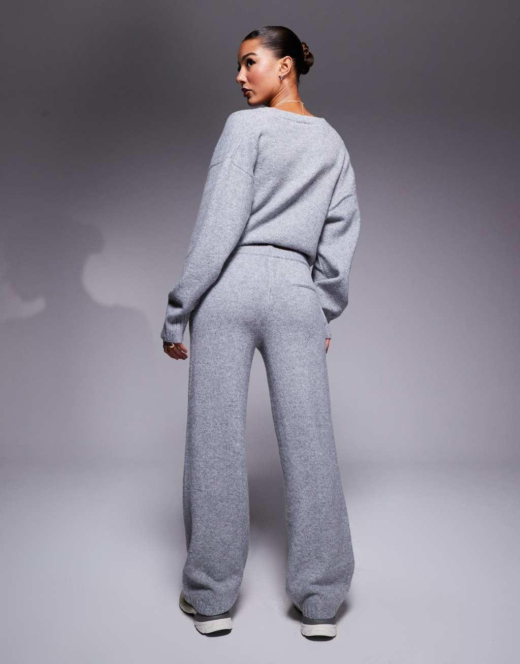 The Couture Club knitted relaxed sweatpants in gray heather - part of a set Product Image