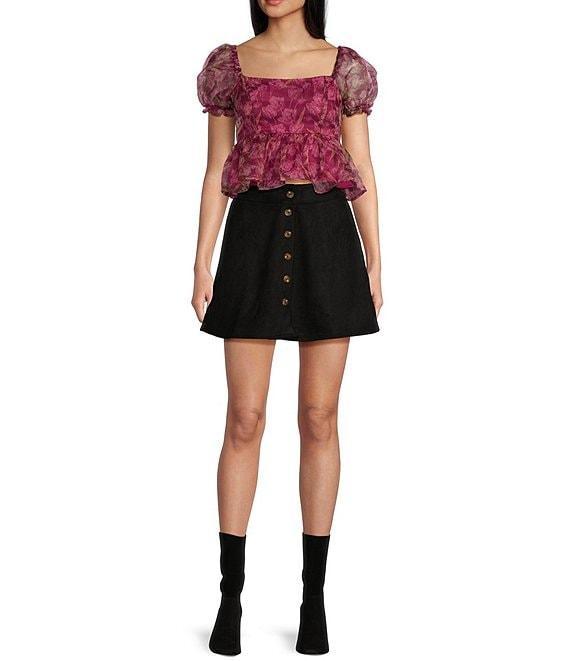 Coco + Jaimeson Short Sleeve Floral Puff Woven Top Product Image