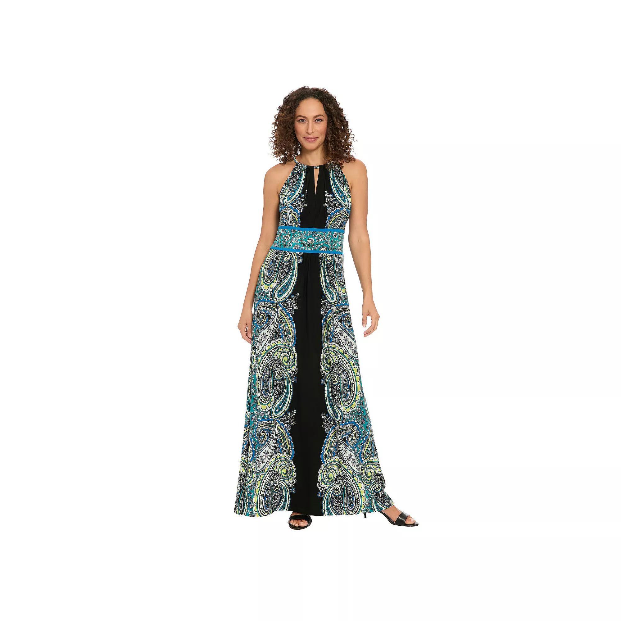 Womens London Times Scroll Halter Maxi Dress Product Image