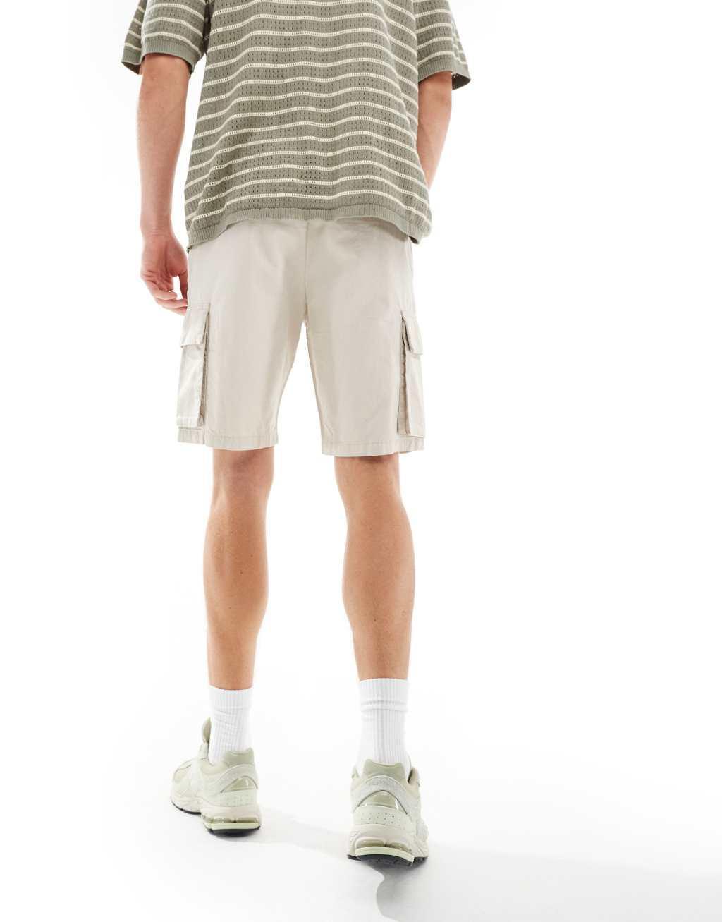 French Connection cargo shorts in stone Product Image