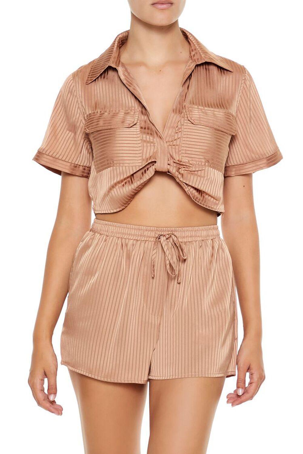 Satin Striped Crop Top | Forever 21 Product Image