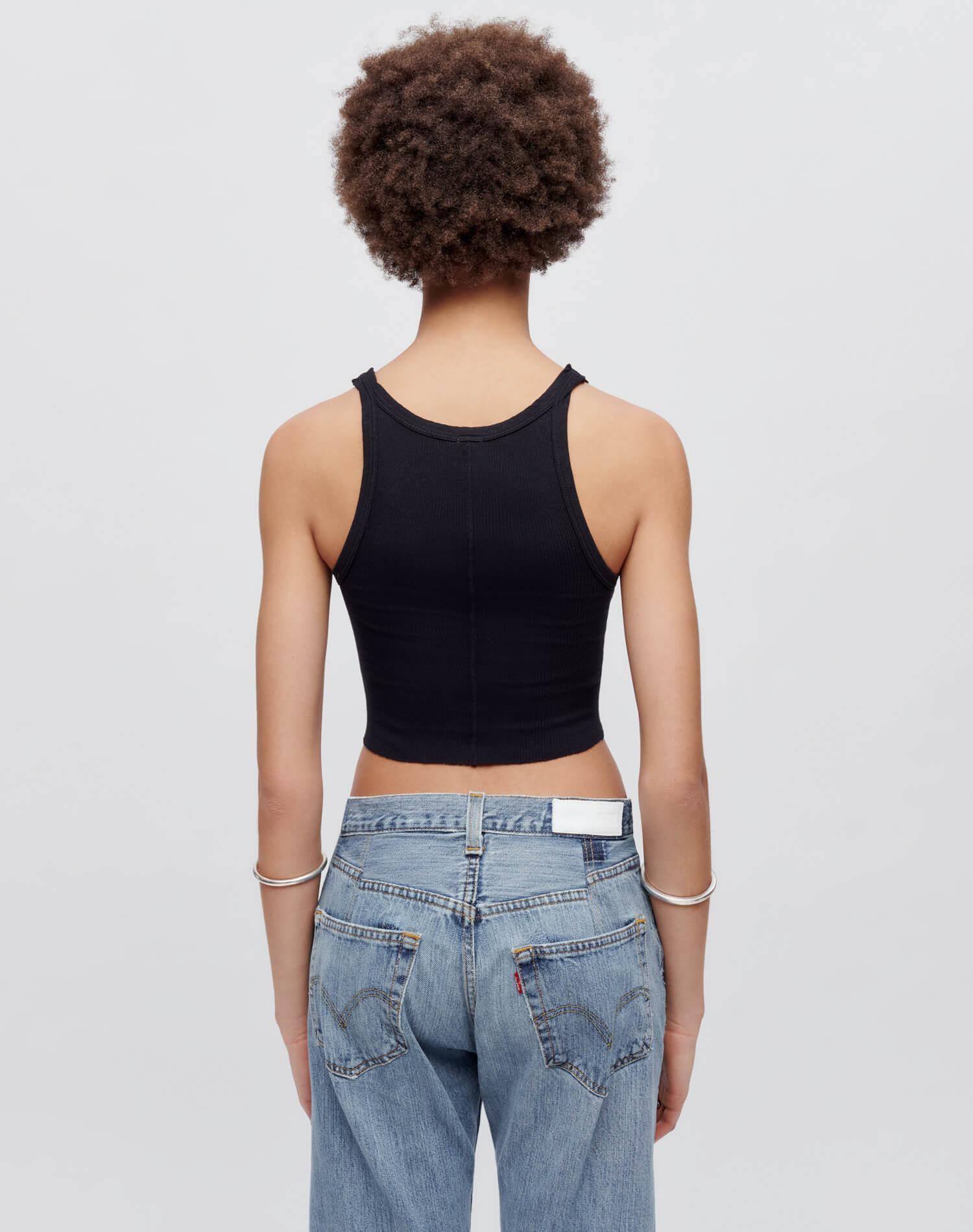 Hanes Cropped Ribbed Tank - Black Female Product Image