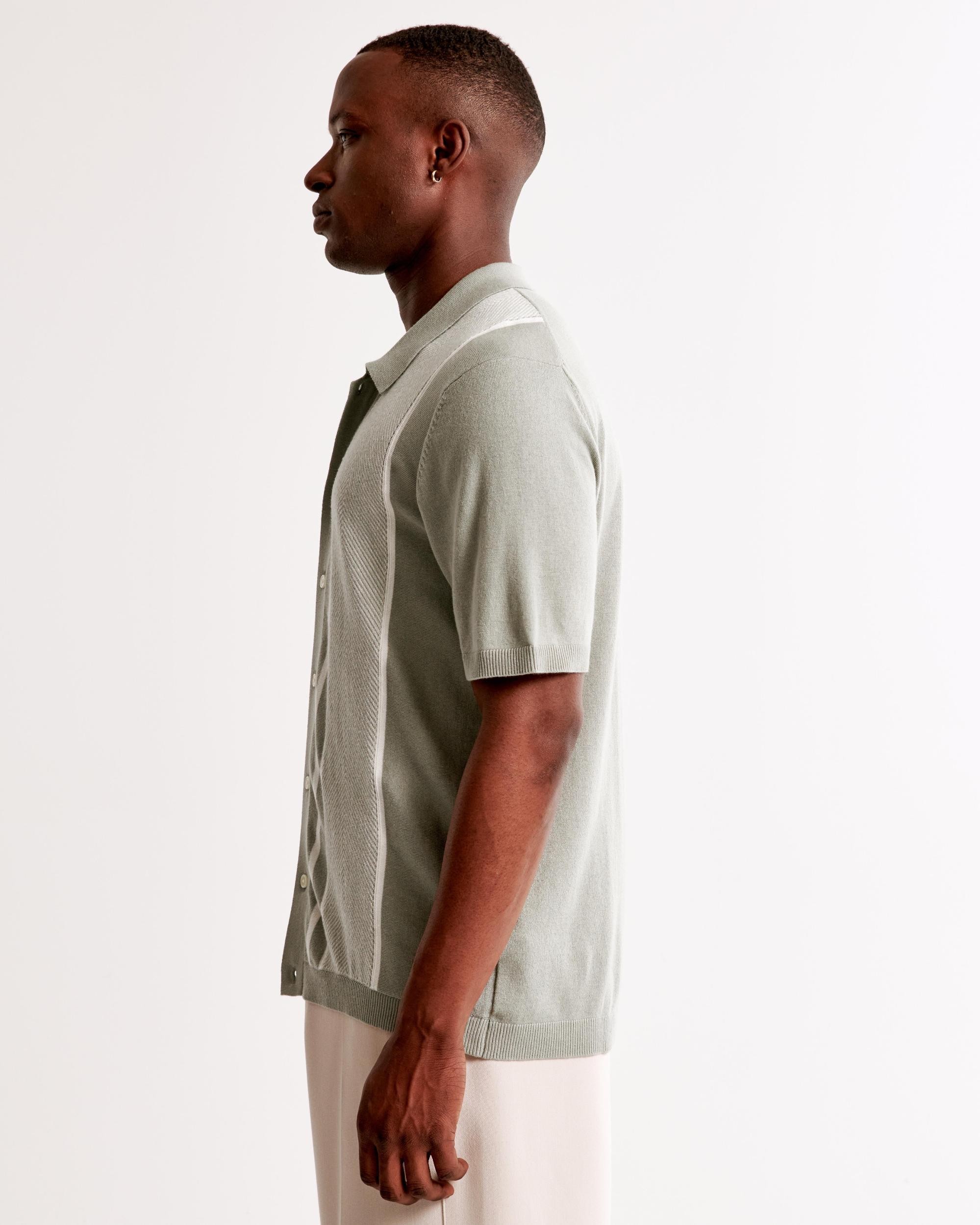 Retro Striped Button-Through Sweater Polo Product Image