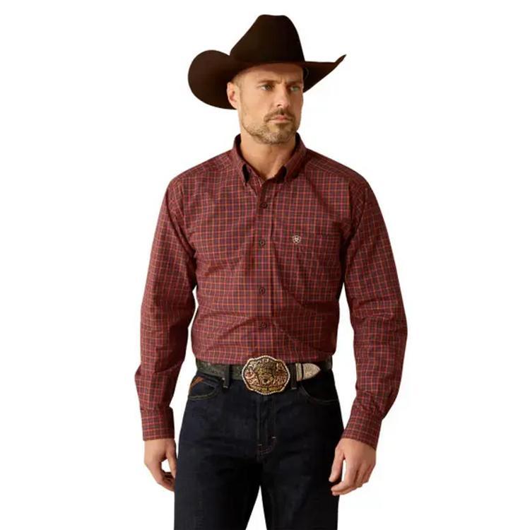 SALE Ariat® Men's L/S Dark Red Plaid Pro Series Pavel Button Shirt Product Image