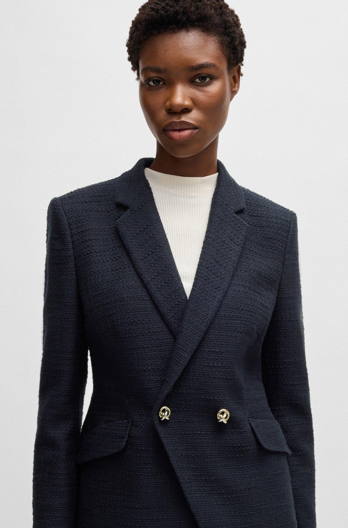 BOSS - Slim-fit blazer in tweed - Dark Blue Product Image