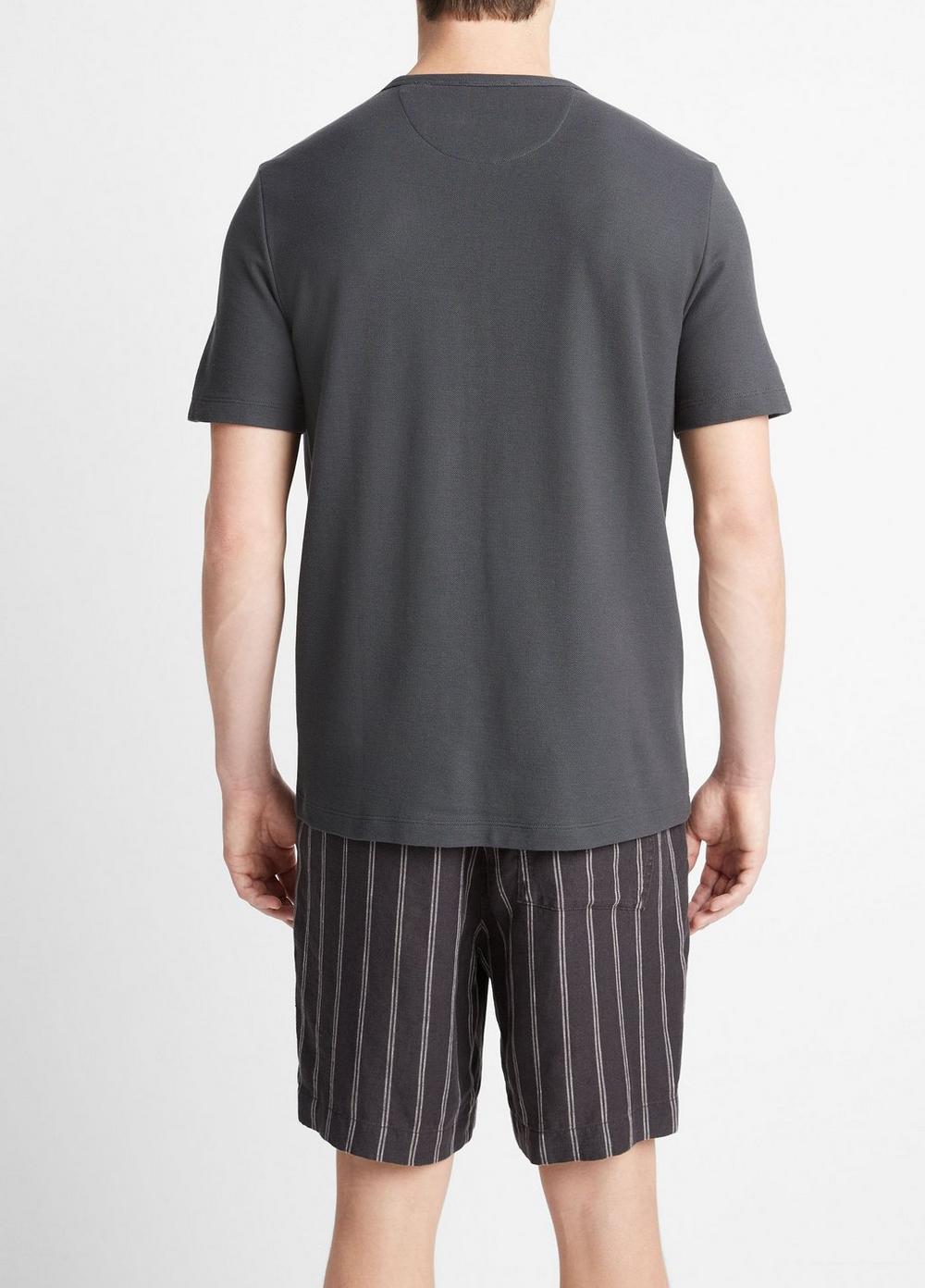 Mens Pima Cotton Piqu Crew Neck T-Shirt, Soft Black, Size L Vince Product Image