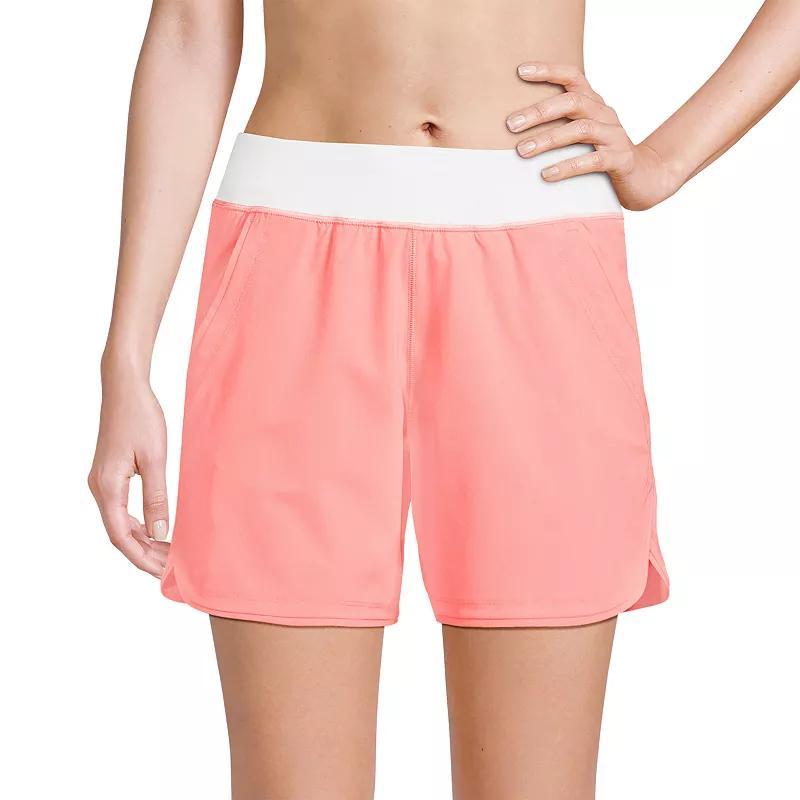 Women's Lands' End 5" Quick Dry Swim Shorts With Panty, Size: 2, Carmine Pink Product Image