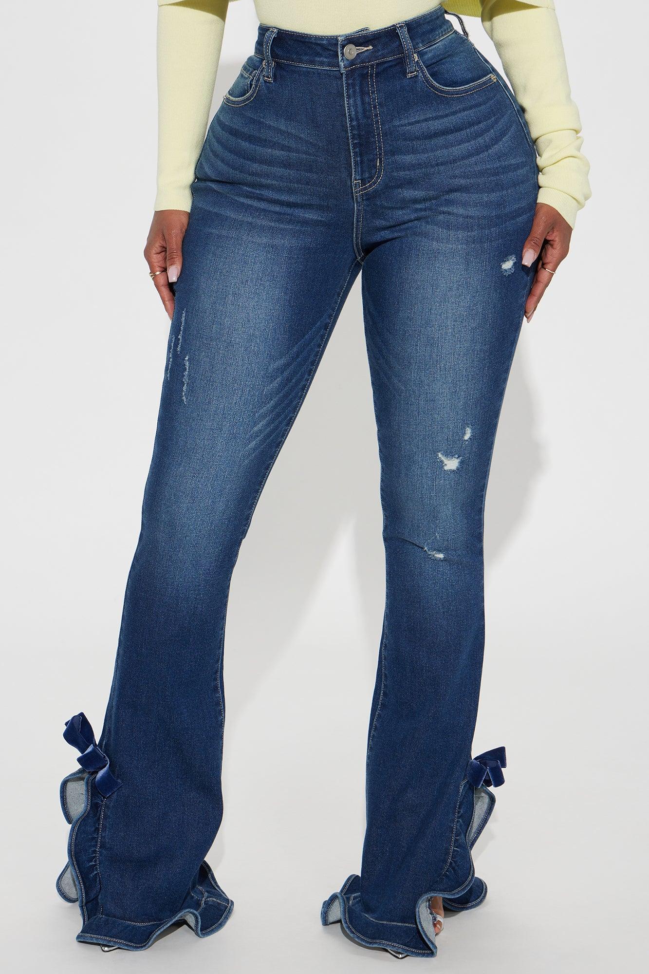 Feeling Sweet Stretch Bow Bootcut Jeans - Dark Wash Product Image