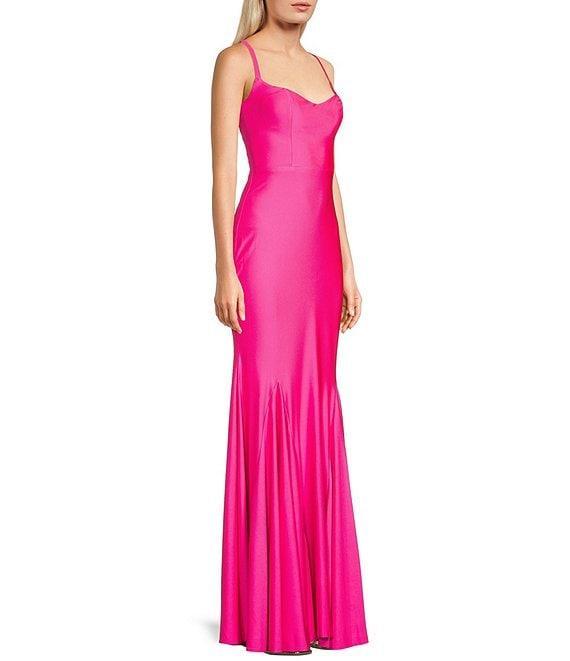 B. Darlin V-Neck Wide Strap Back Lace-Up Dress Product Image