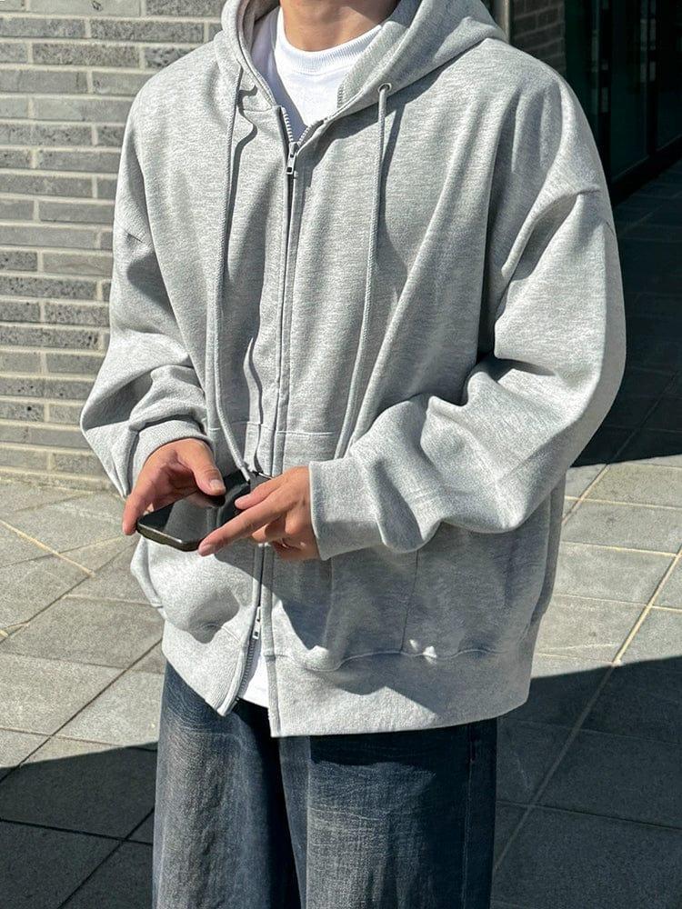 RT No. 12251 LIGHT GRAY ZIP-UP HOODIE Product Image