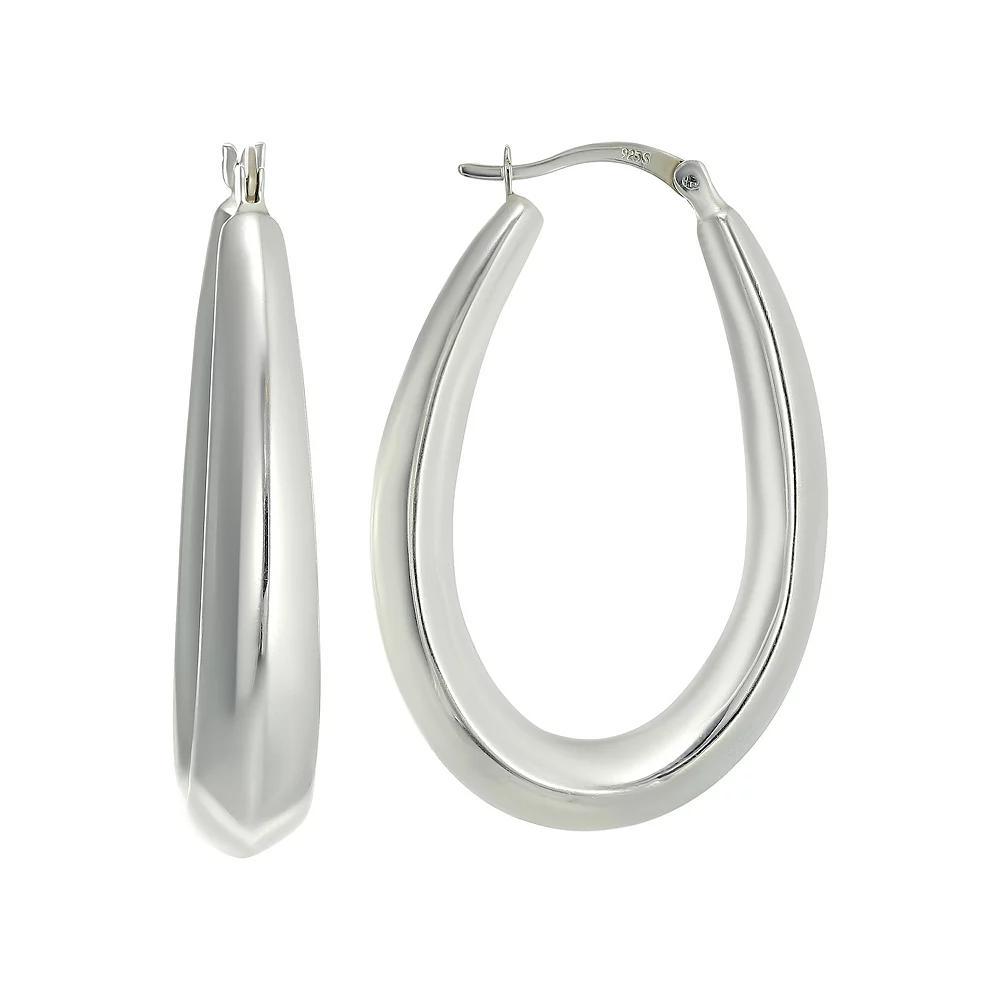 Argento Forte Sterling Silver Tapered Oval Hoop Earrings, Women's Product Image