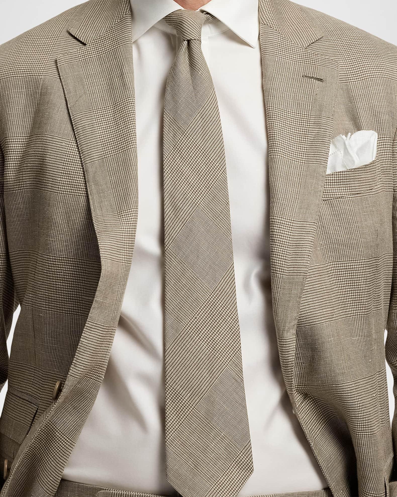 Men's Linen and Mulberry Silk Glen Plaid Tie Product Image