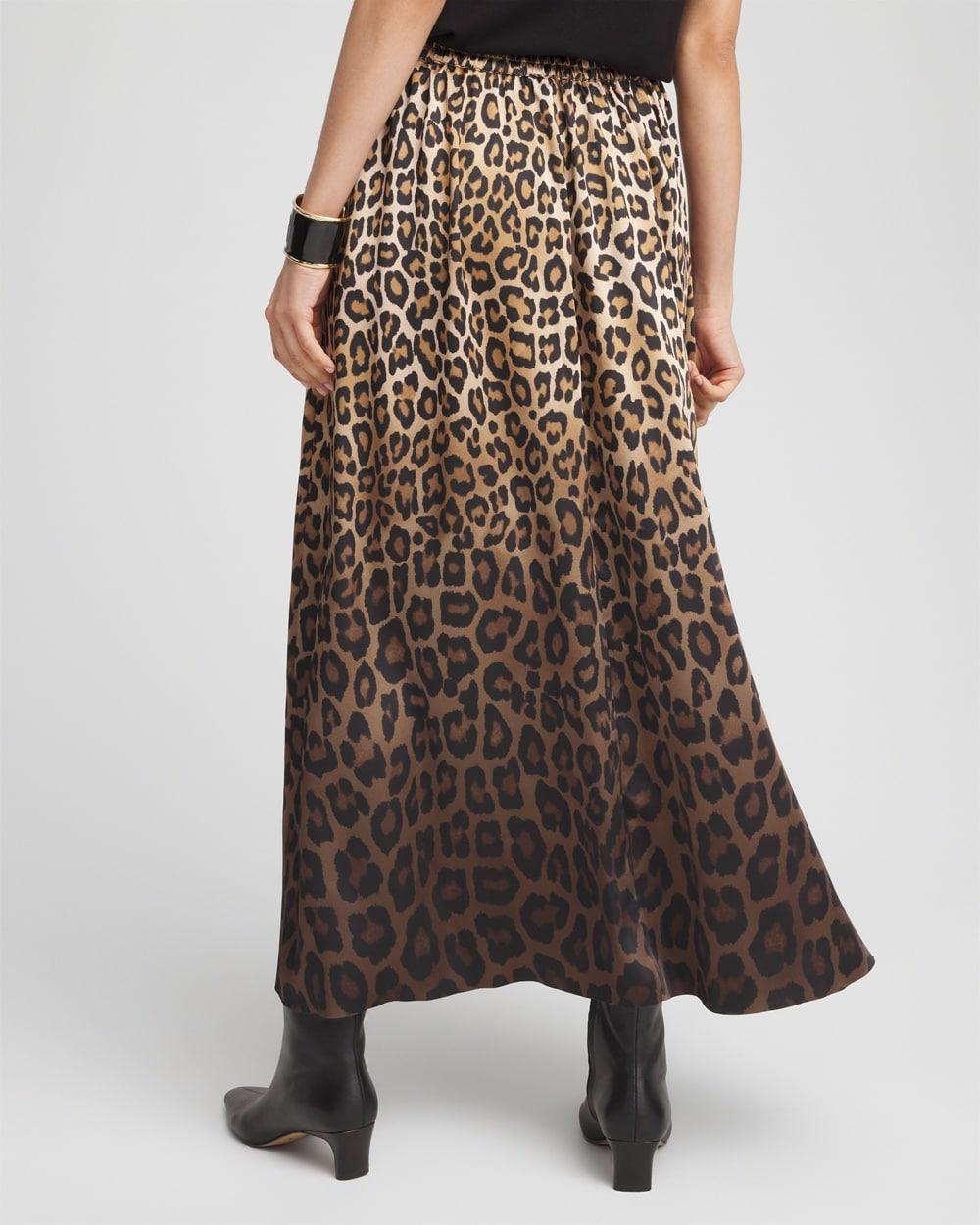 Leopard Stretch Satin Skirt Product Image