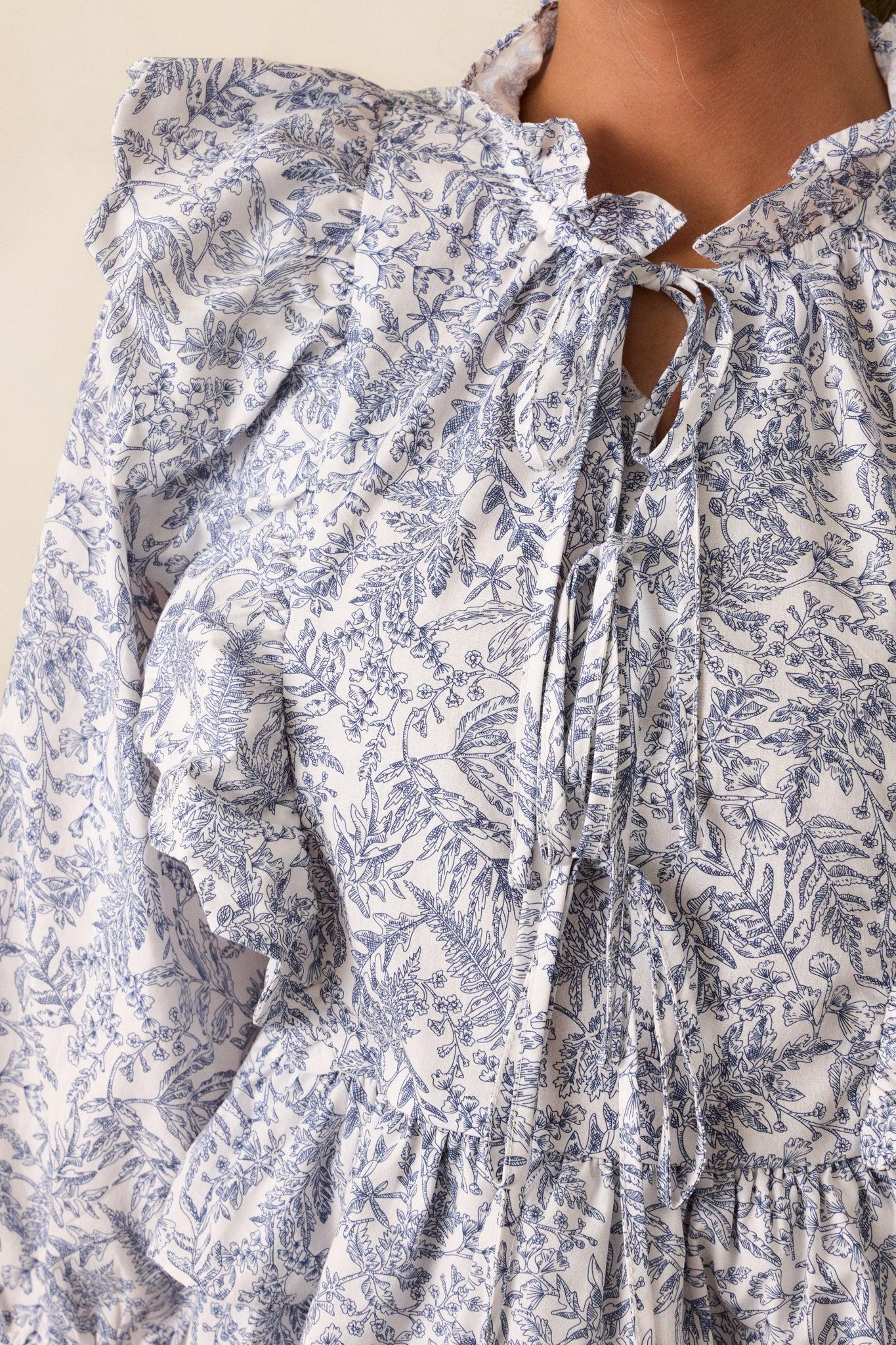 Cosmic Reflections Cotton Navy Floral Blouse Product Image
