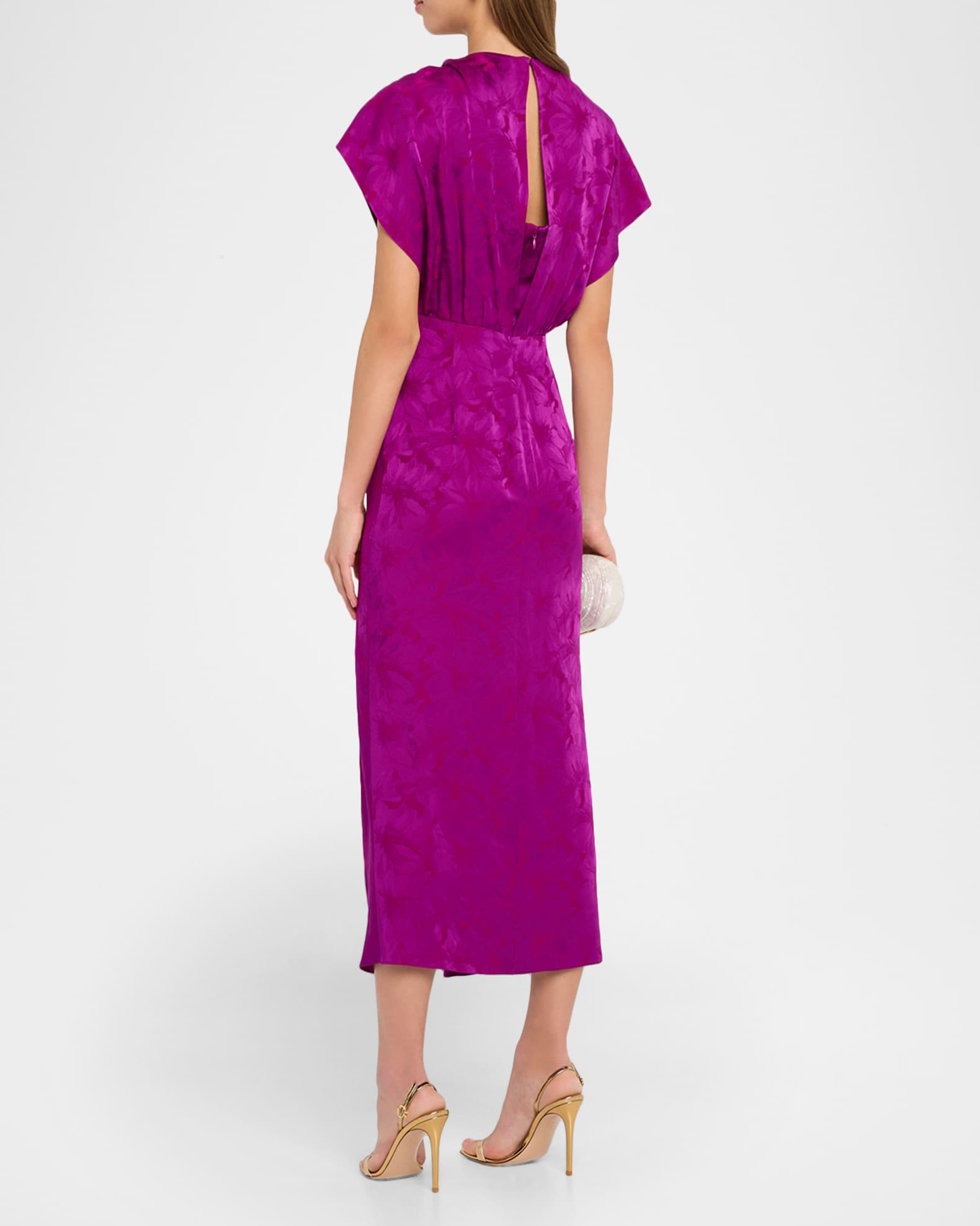 Jackie Floral Jacquard Twisted Midi Dress Product Image