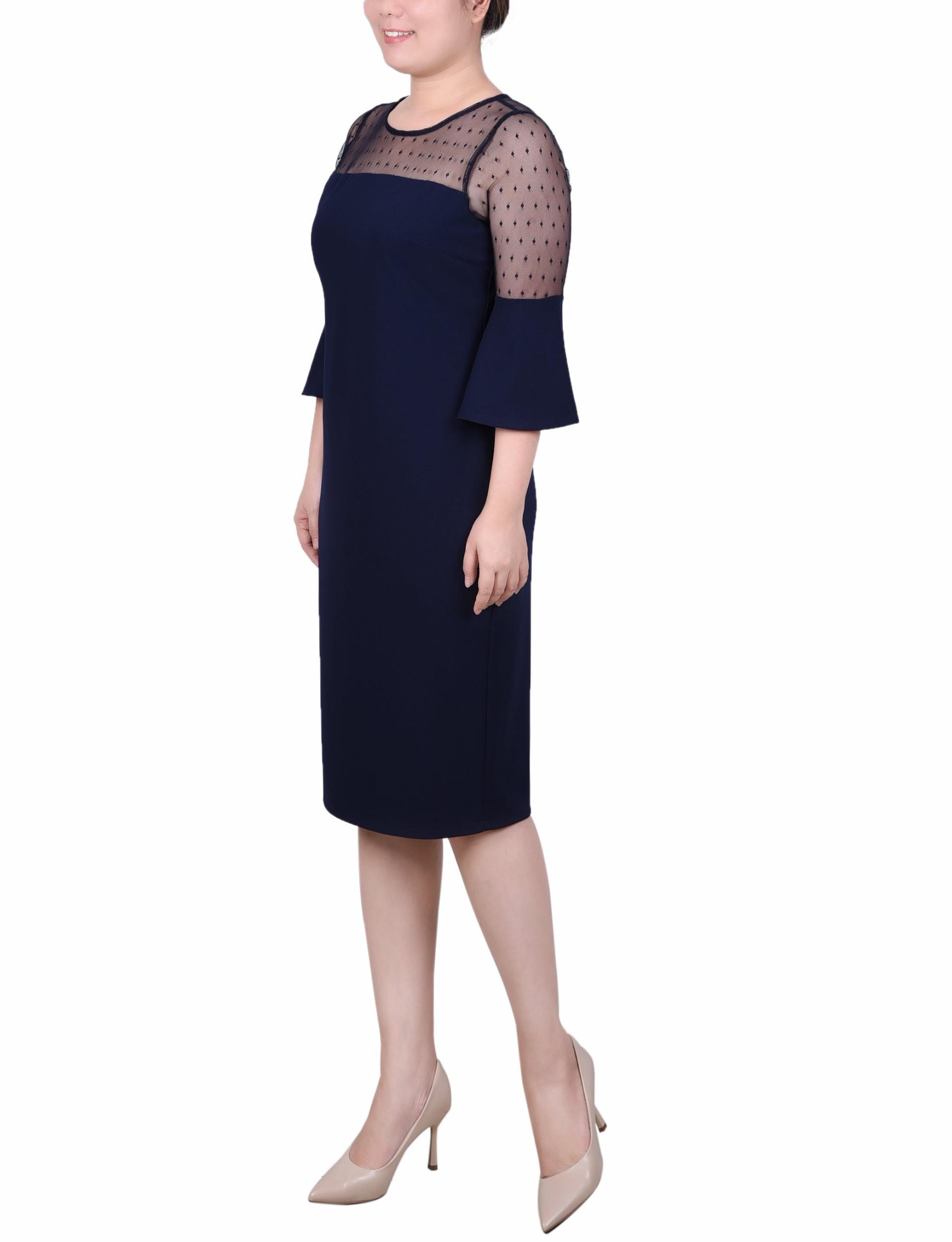 Navy Illusion Neck Scuba Dress Product Image