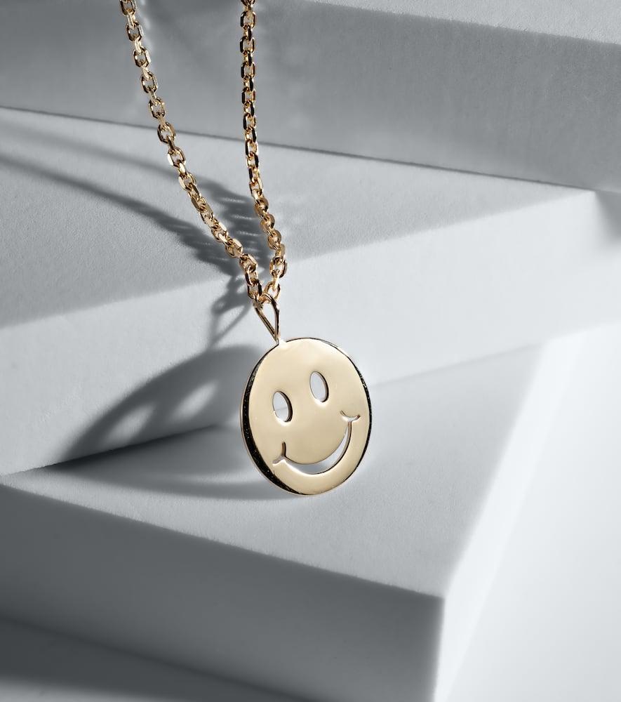 SYDNEY EVAN Happy Face 14kt Gold Charm Necklace Product Image