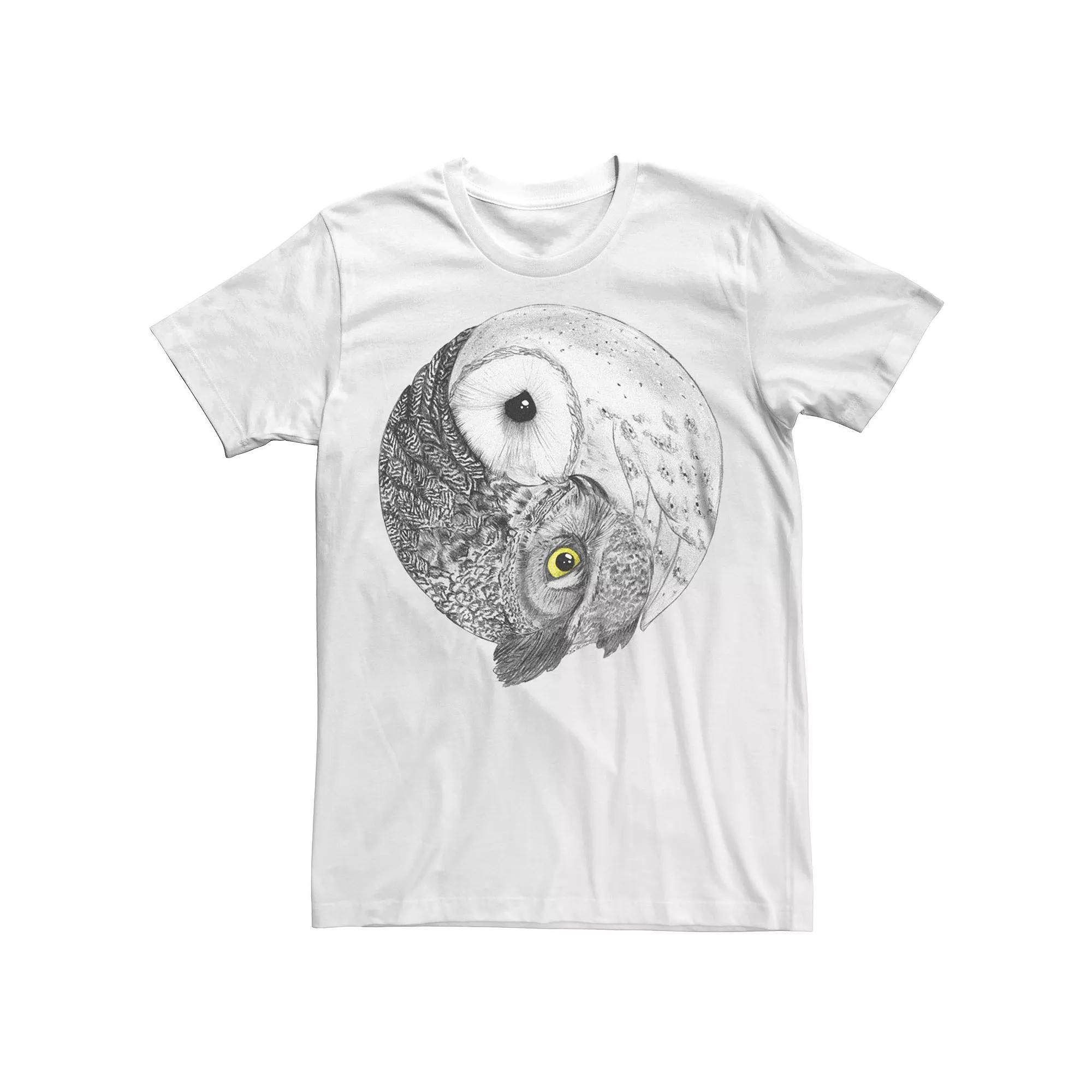 Men's Owls Yin Yang Symbol Graphic Tee, Size: Small, Red Product Image