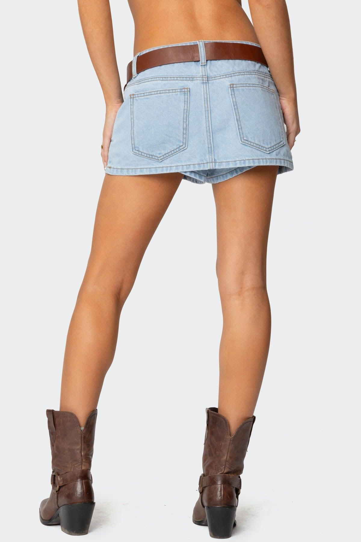 Stitched Up Denim Mini Skort Product Image