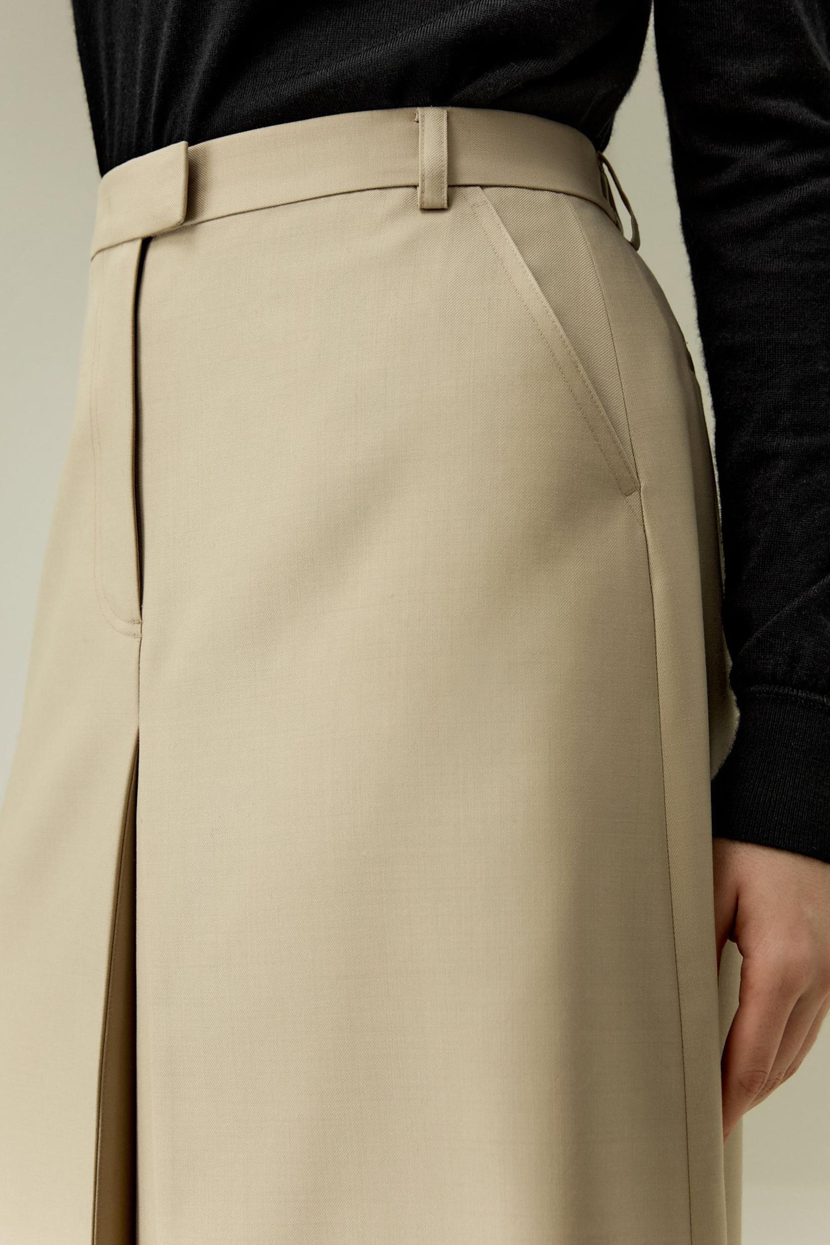 A-Line Wool Silk Blend Skirt Product Image