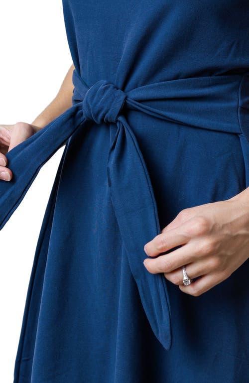 Hope & Henry Women's Organic Tie-Waist Knit Dress in Navy With White Stripe at Nordstrom, Size 12 Product Image