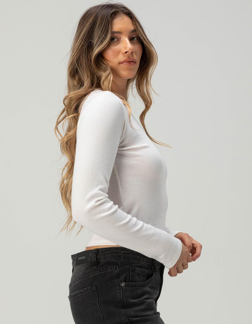 DISNEY Stitch Womens Long Sleeve Baby Tee - CREAM Product Image