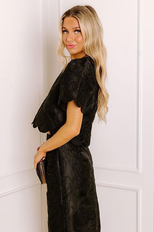 Garden Soiree Floral Jacquard Top in Black Product Image