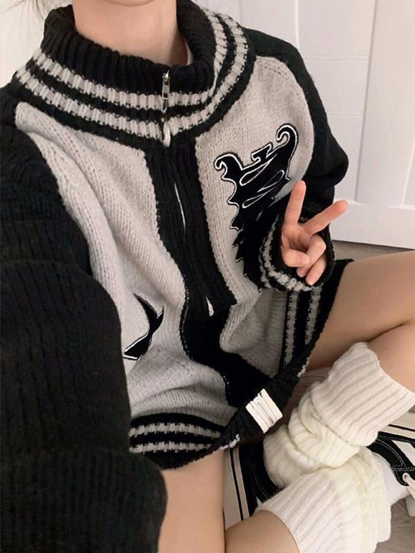 Vintage Mock Neck Zipper Cardigan Product Image