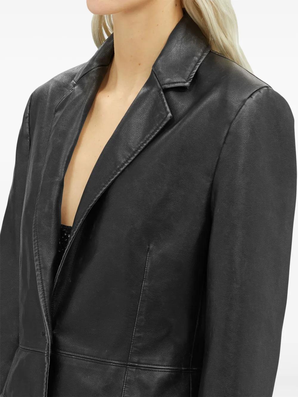 MSGM Single-breasted Leather Blazer In Black Product Image