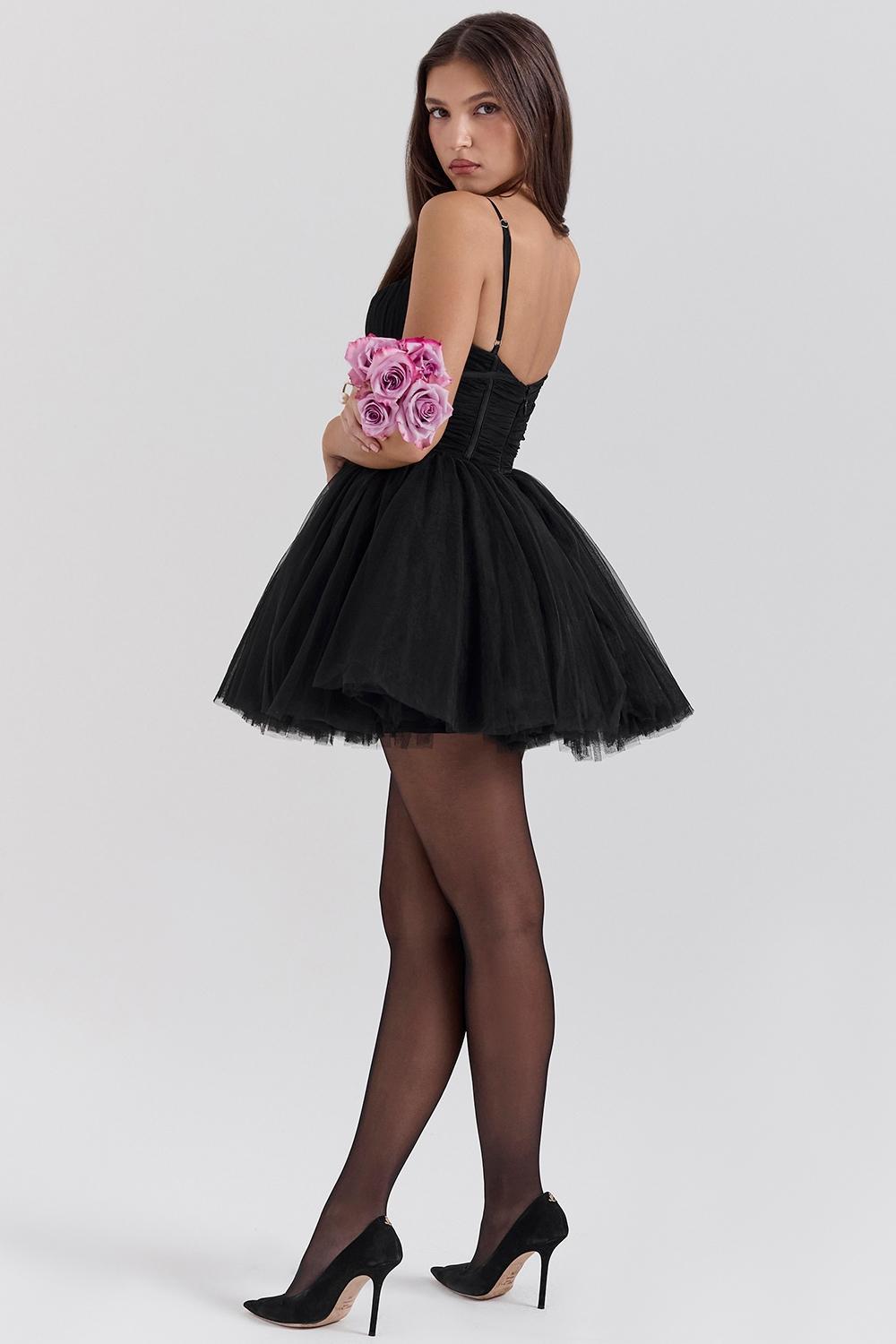 Princess Black Tulle Mini Dress Product Image