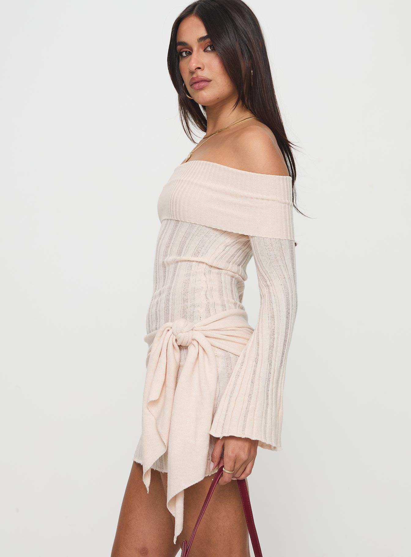 Oalie Off The Shoulder Mini Dress Cream Product Image