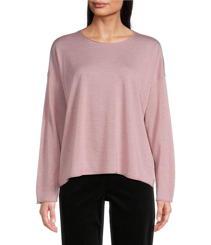 Eileen Fisher Fine Merino Wool Round Neck Long Sleeve Sweater Product Image
