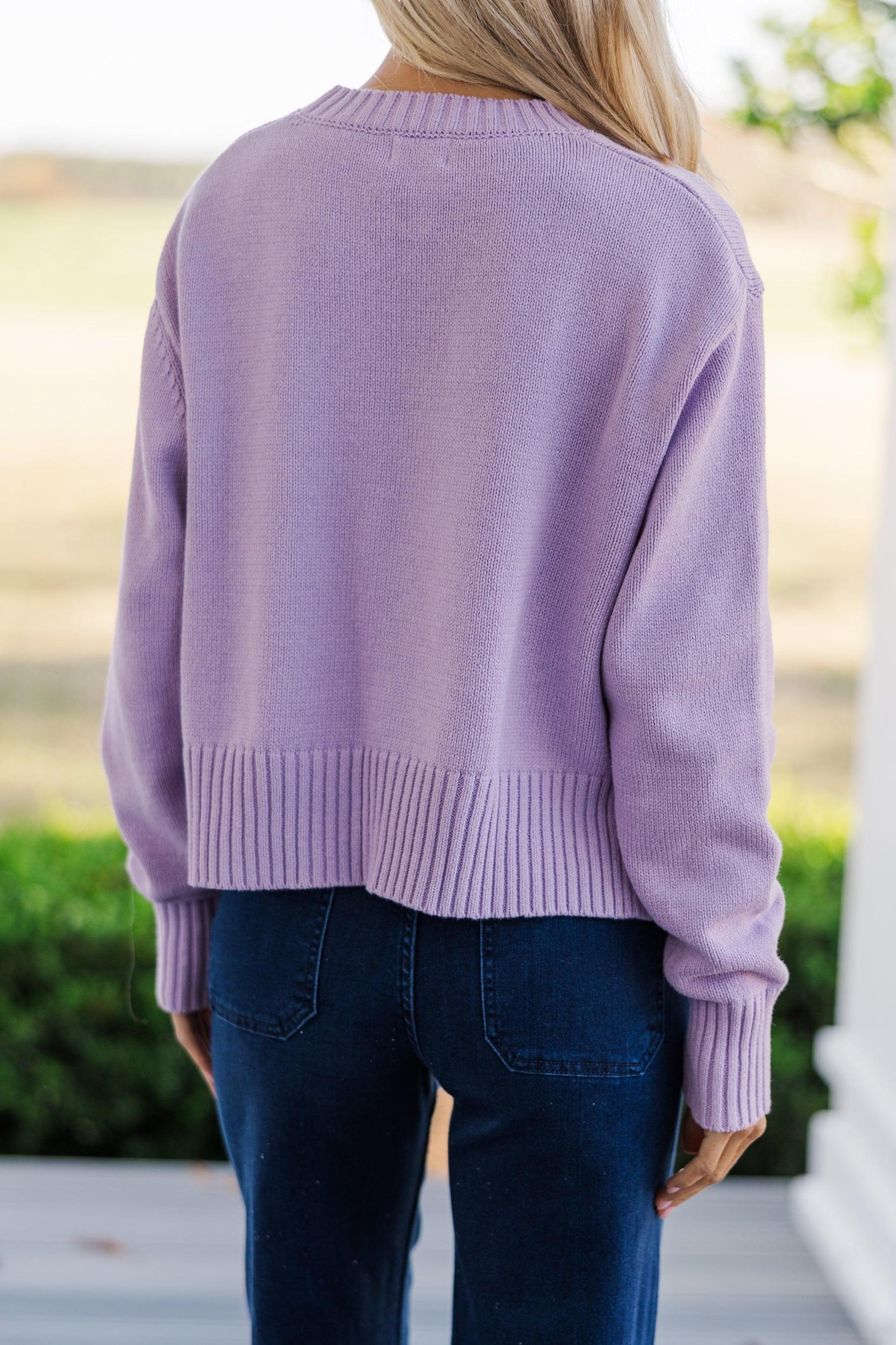 Lucky You Lavender Purple Cropped Sweater Female Product Image