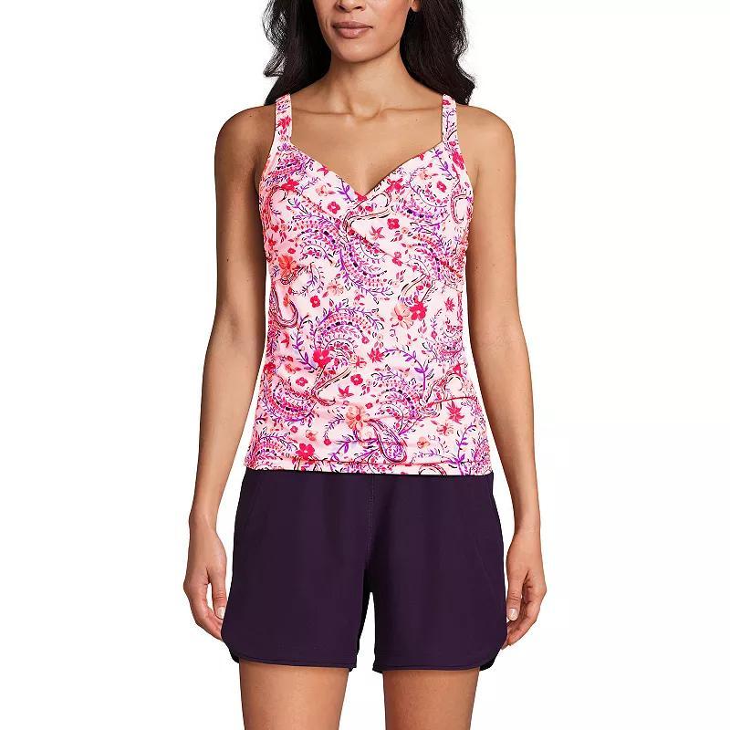 Women's Lands' End Surplice Underwire Tankini Swimsuit Top, Size: 4, Black White Paisley Product Image