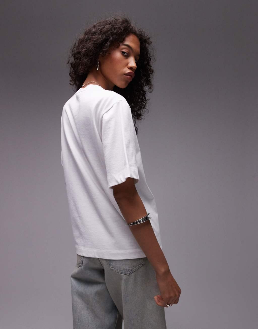 Topshop premium basic short sleeve tee in white Product Image