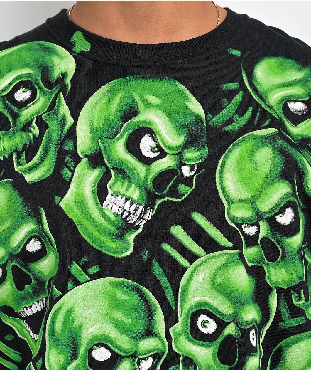 Liquid Blue Skull Pile Black T-Shirt Product Image