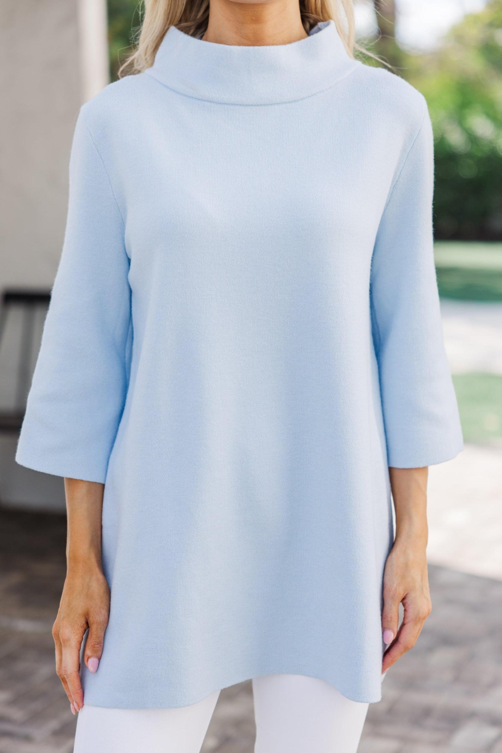 With Ease Light Blue Mock Neck Sweater Tunic Female Product Image