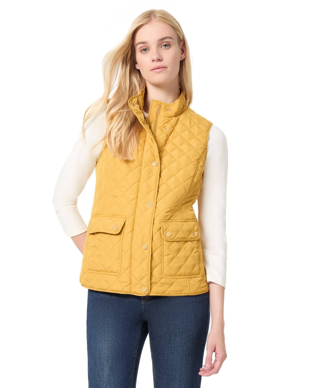 Jones New York Womens Quilted Patch Pocket Vest W/Snaps Zipp Jacket Product Image