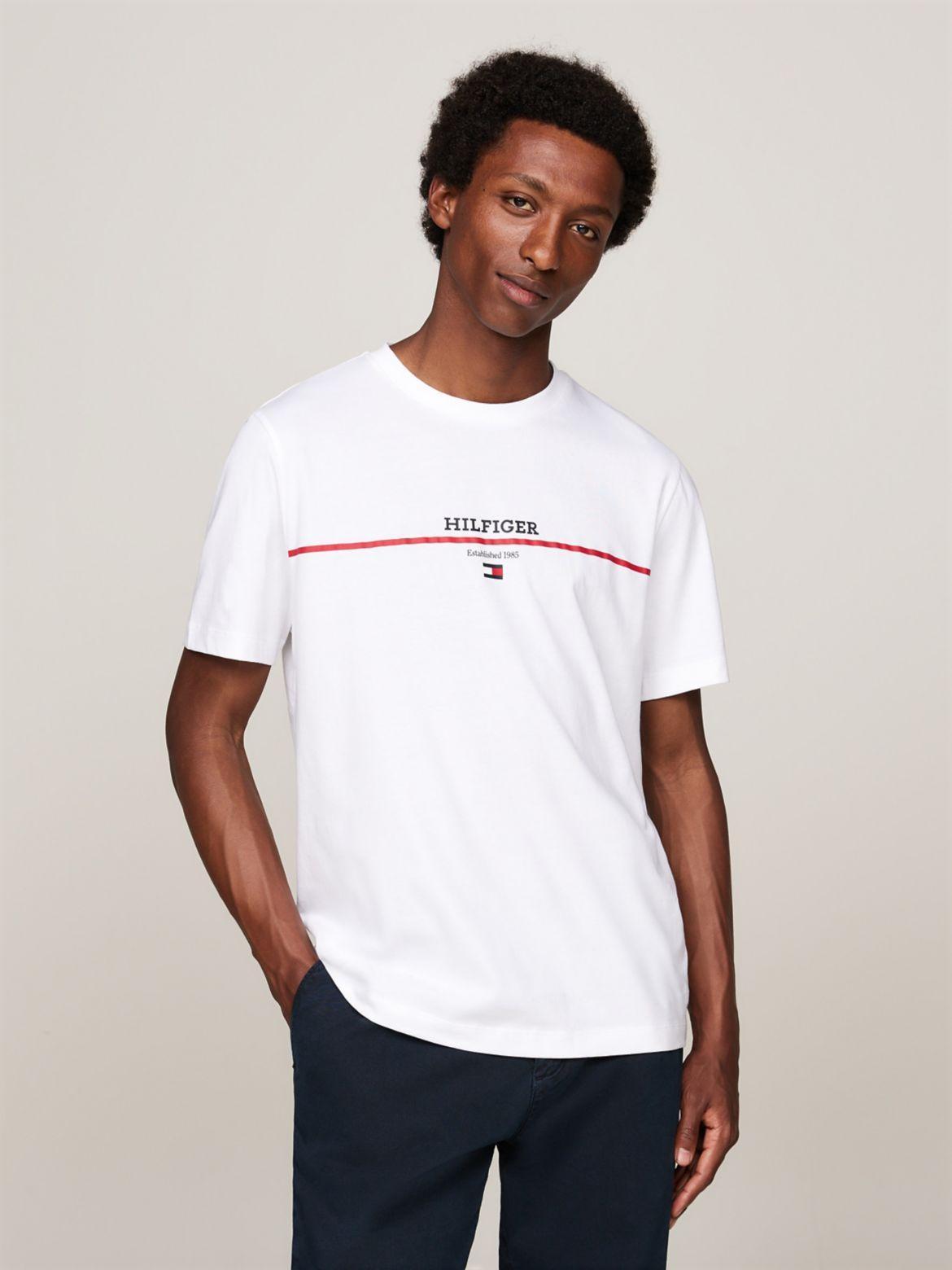 Tommy Hilfiger Mens Logo Stripe T-Shirt Product Image
