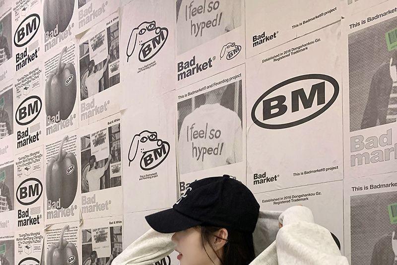 Lettering Print Zip-Up Crop Hoodie Product Image