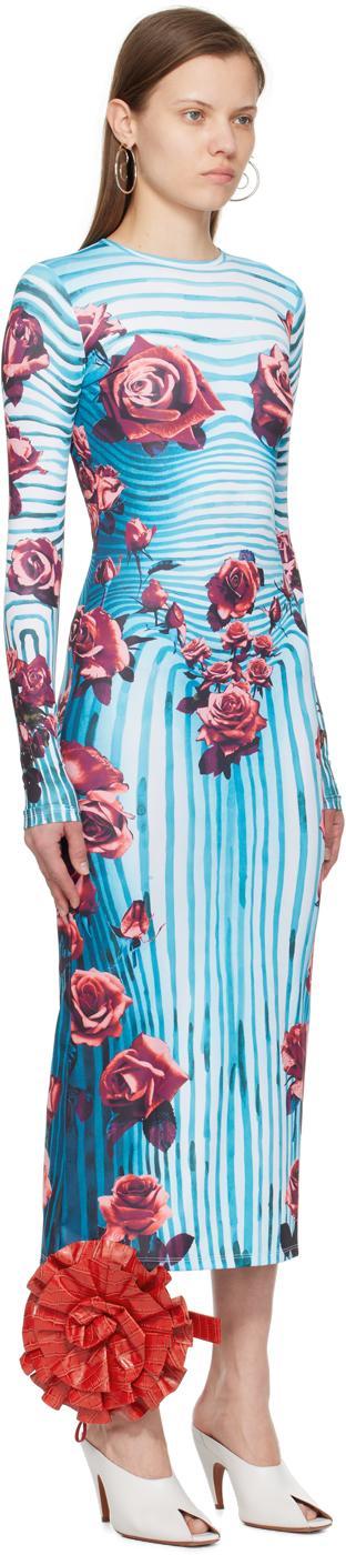 JEAN PAUL GAULTIER Floral Jersey Midi Dress In Blue Product Image