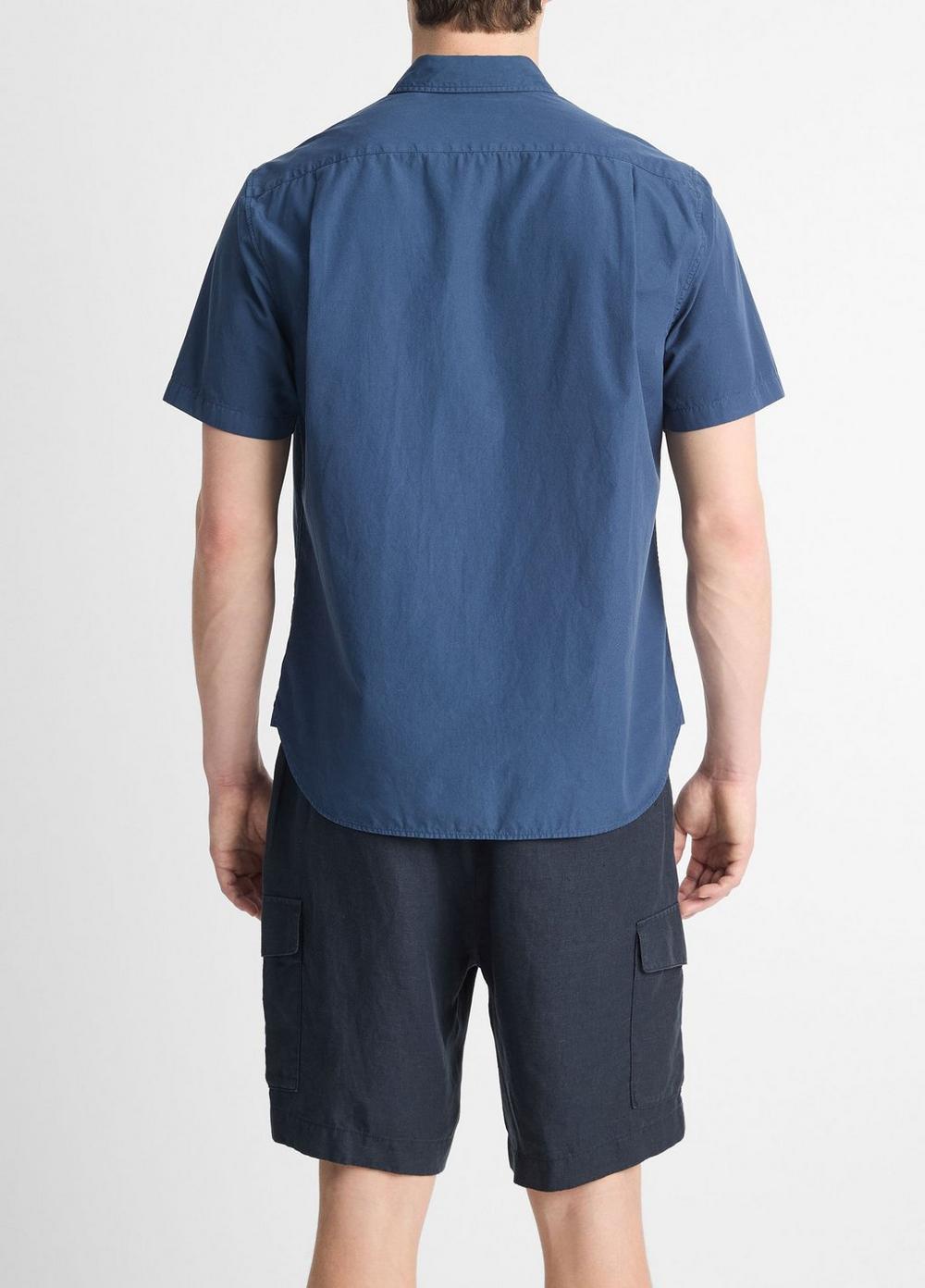 Mens Garment Dye Cotton Poplin Button-Front Shirt, Washed Optic White, Size L Vince Product Image