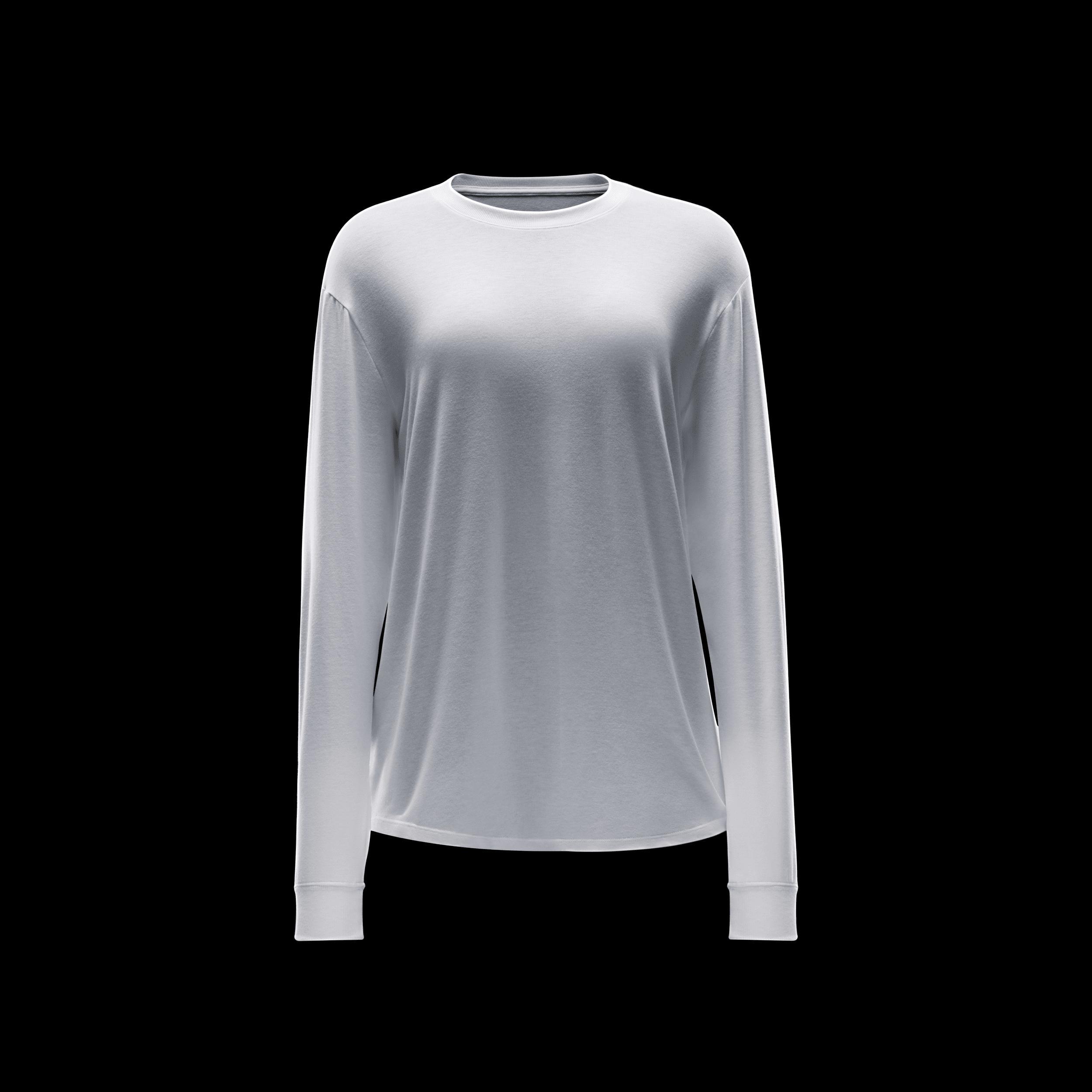Women's Nike One Relaxed Dri-FIT Long Sleeve Top, Size: Medium, White Product Image