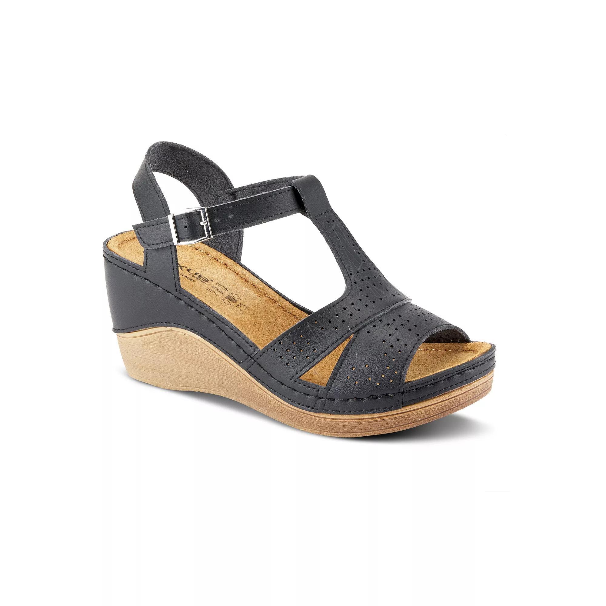 Flexus by Spring Step Natala Women's Wedge Sandals, Size: 41, Black Product Image
