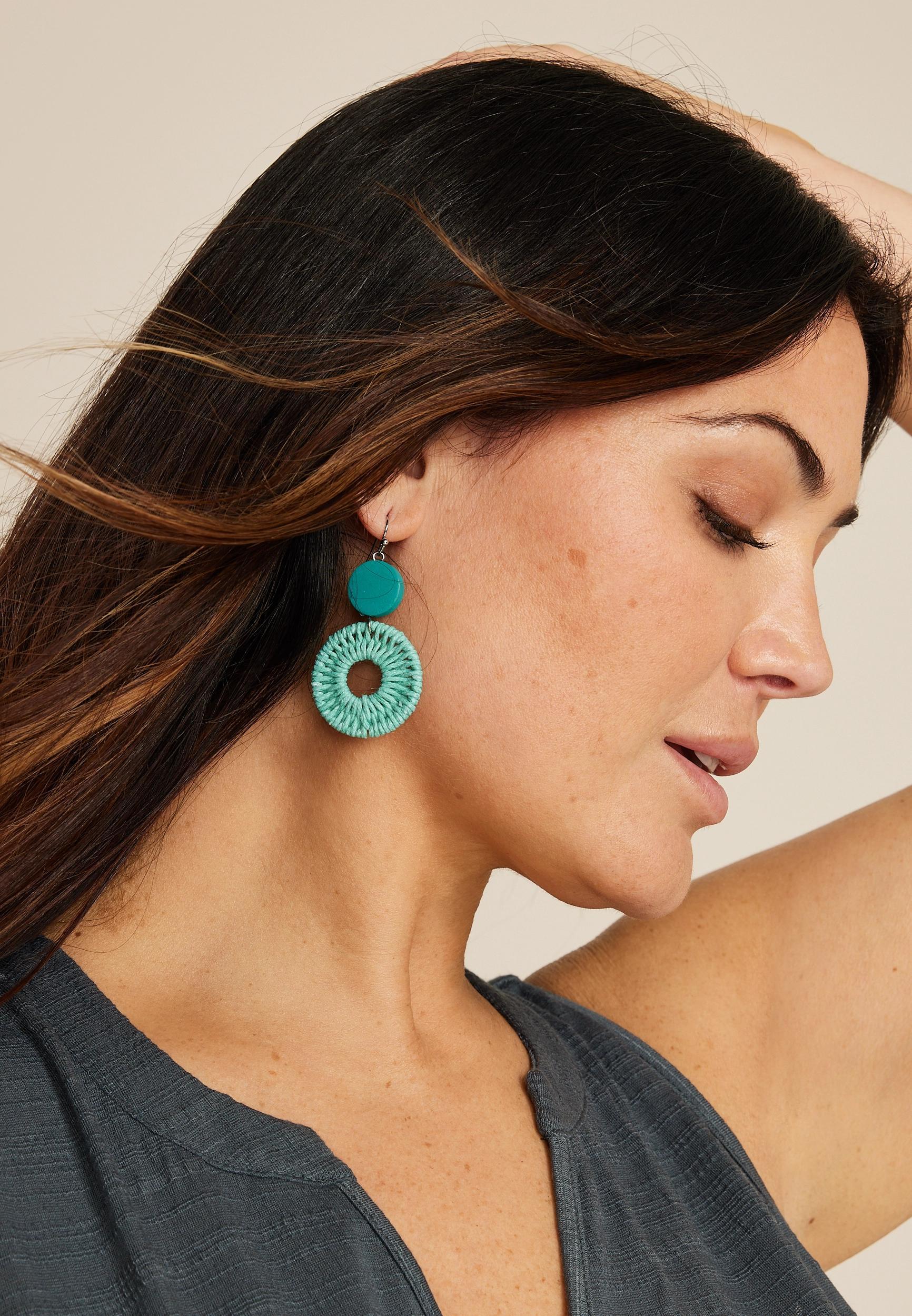 Turquoise Wrapped Circle Earrings Product Image