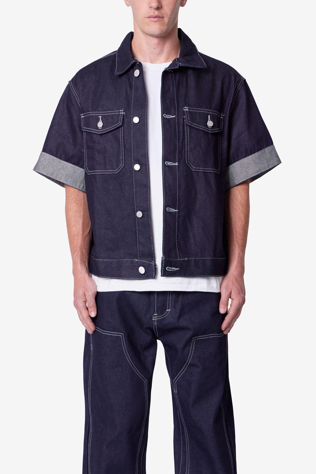 Raw Denim Work Shirt - Blue Product Image