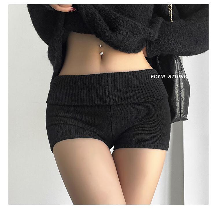 Flip-Over Low-Rise Knit Shorts Product Image