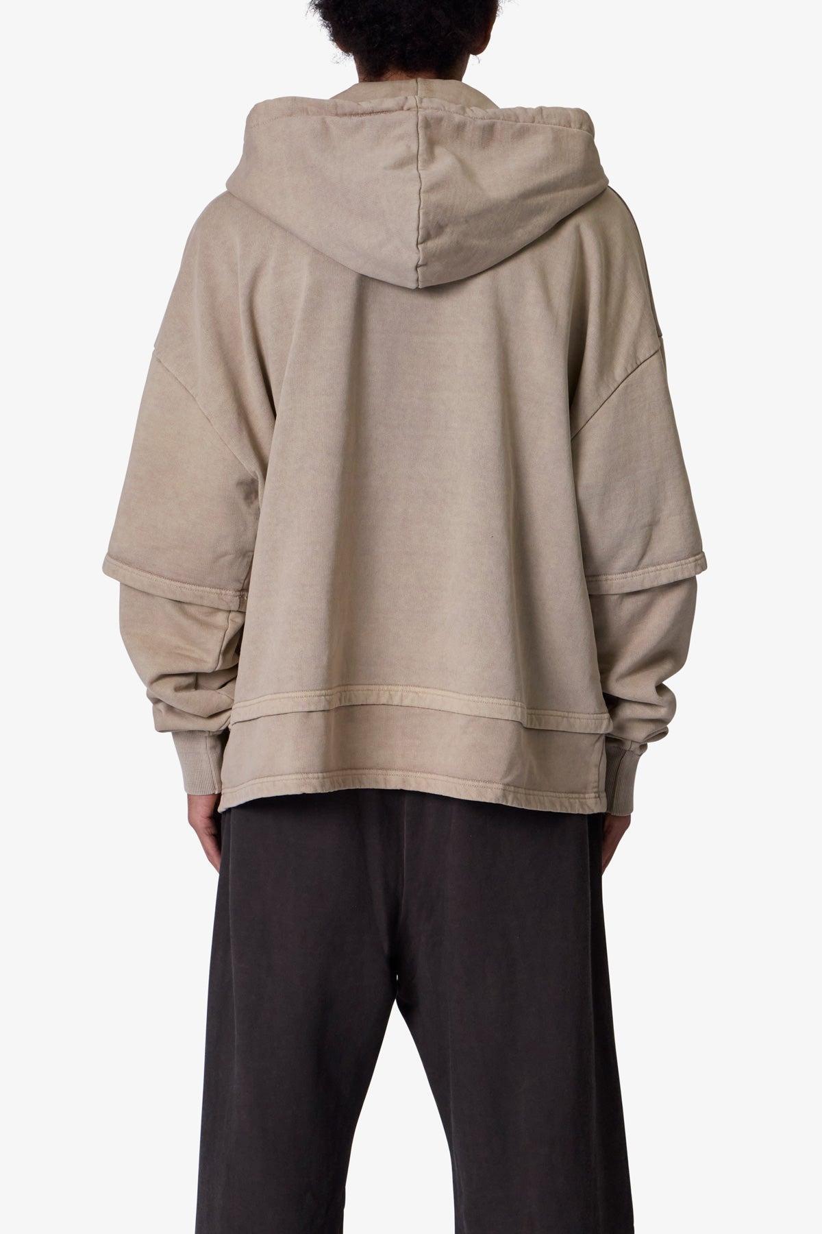 Double Layer Zipper Sweater - Washed Earth Product Image