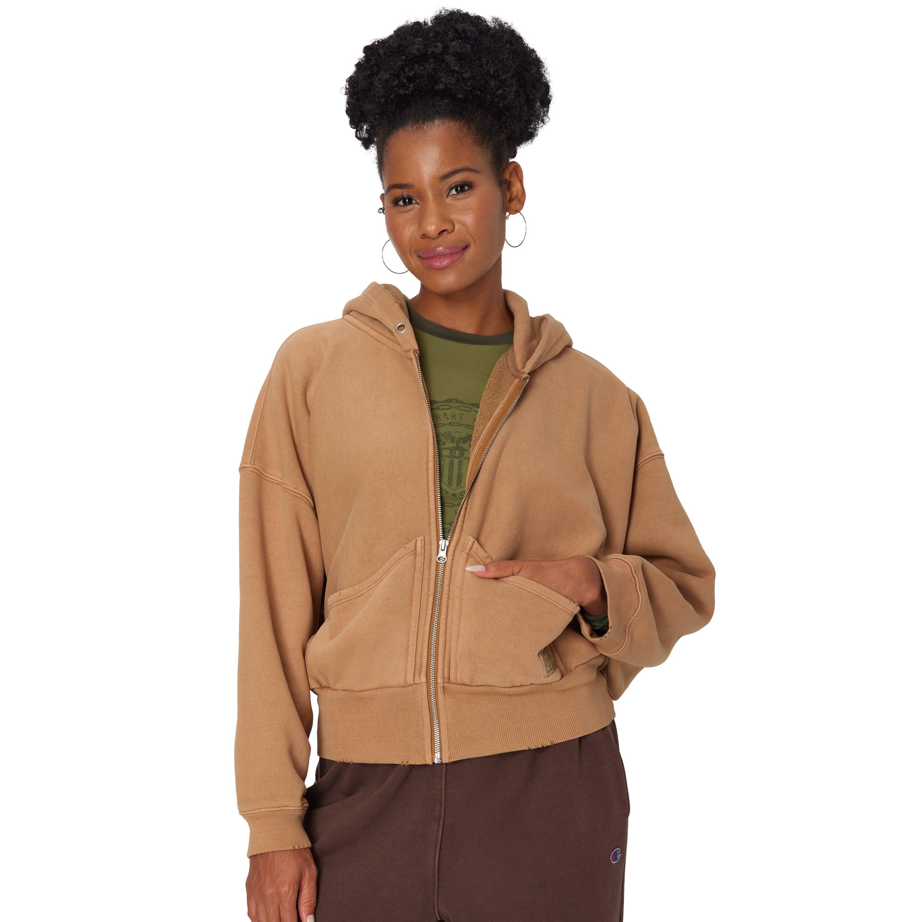 Womens Champion Reverse Weave Zip-Up Hoodie, Vintage Wash, Dry Goods Time Capsule Briefly Brown 2XL Product Image